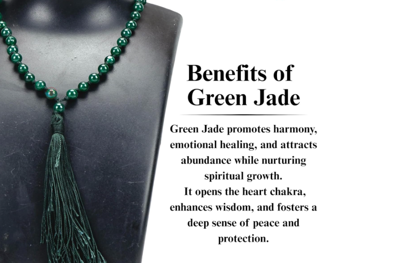 Green Jade Mala (Natural Jade Beads Rosary) | Genuine & Energized Green Jade Mala for Prosperity, Peace & Spiritual Growth - Image 4
