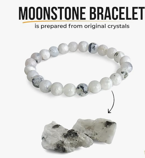 Moon Stone Bracelet for Men & Women | Natural Moonstone Healing Crystal Bracelet for Emotional Balance, Calmness & Positive Energy - Image 5