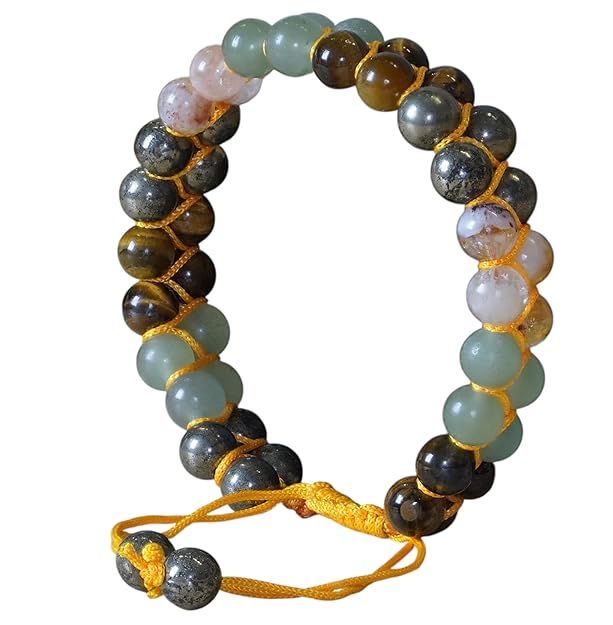 Money Magnet Double Fusion Tie-Up Band with Pyrite, Tiger Eye, Citrine & Aventurine Beads - Image 5