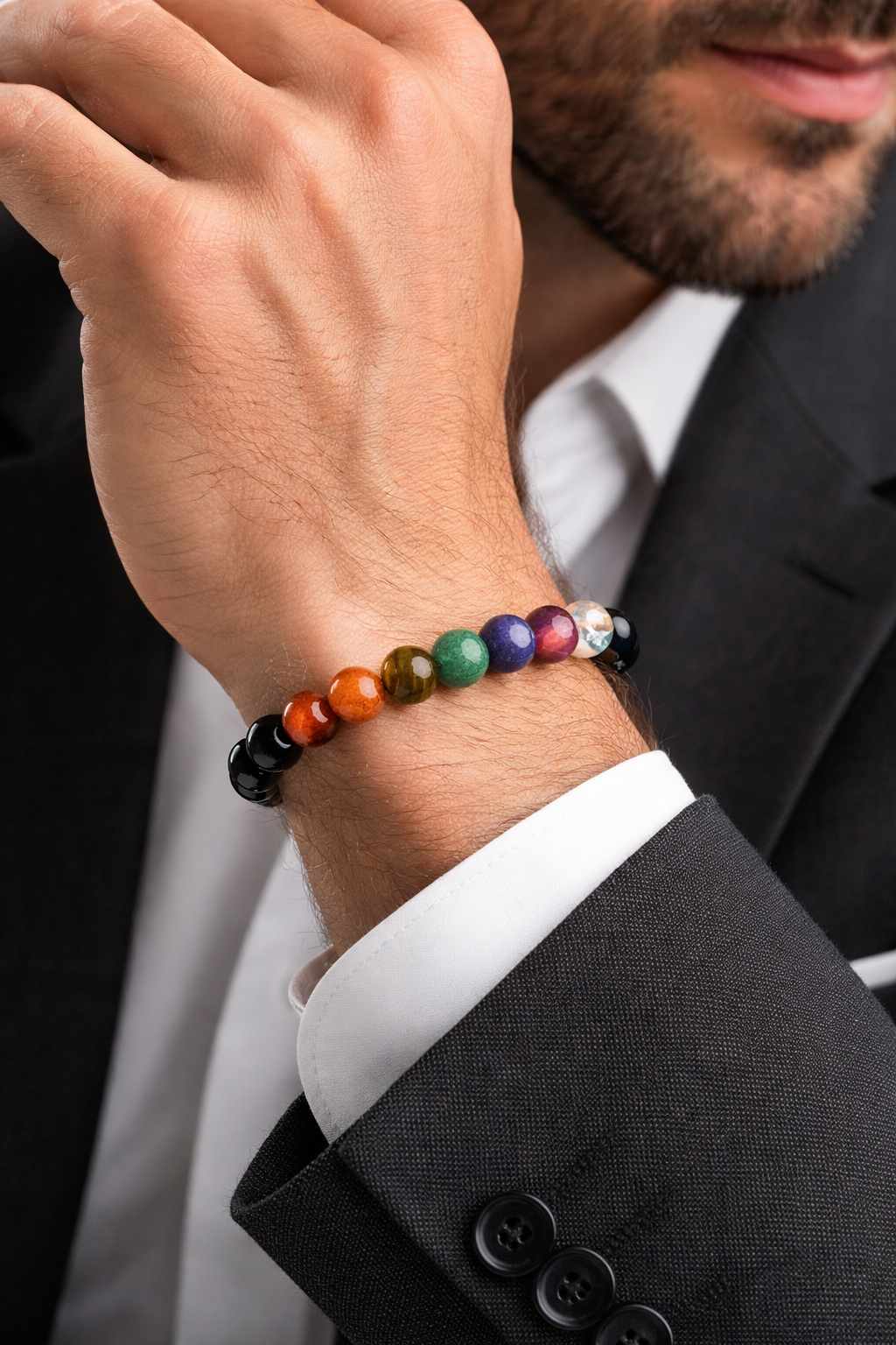 Seven Chakra Bracelet | Natural 7 Chakra Healing Crystal Bracelet for Energy Balance, Meditation & Positive Vibes - Image 3