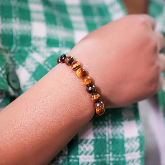 Tiger Eye Bracelet for Men & Women | Natural Tiger Eye Healing Crystal Bracelet for Confidence, Protection & Success - Image 2